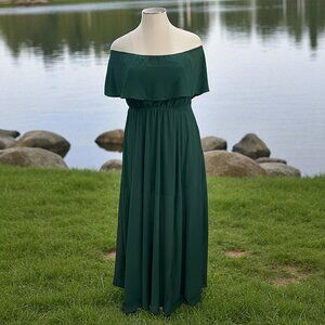 Baltic Born Green Off Shoulder Maxi Dress XXL Romantic Wedding Guest Boho